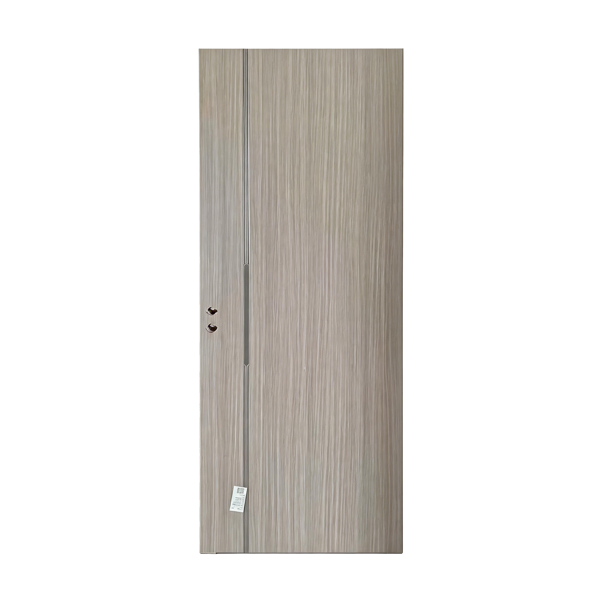 Modern Minimalist Grey Wooden Door – Vertical Grain with Linear Groove Detail