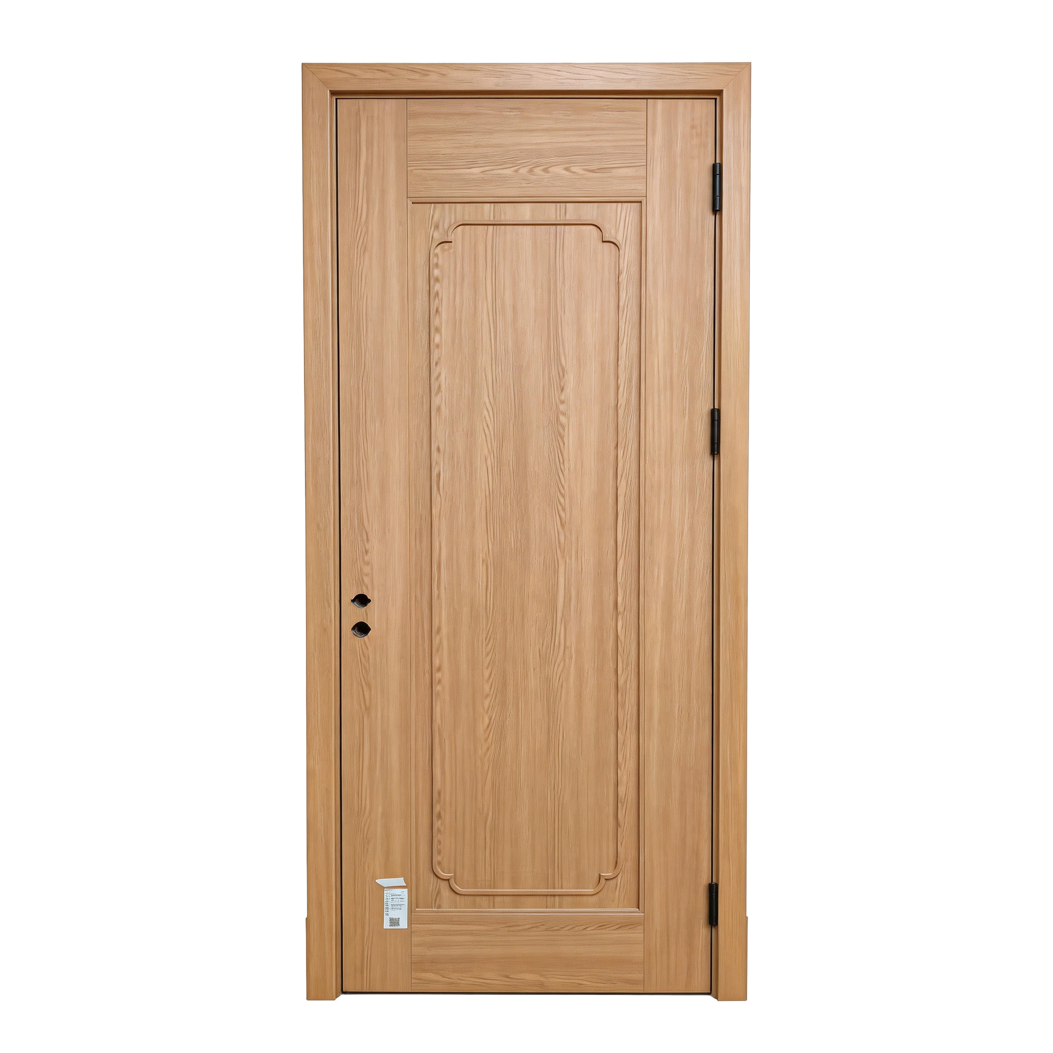 New Chinese Style Light Wood Door – Minimalist Panel Design with Rounded Edges